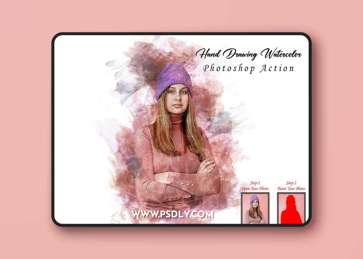 CreativeMarket - Hand Drawing Watercolor PS Action 10360584
