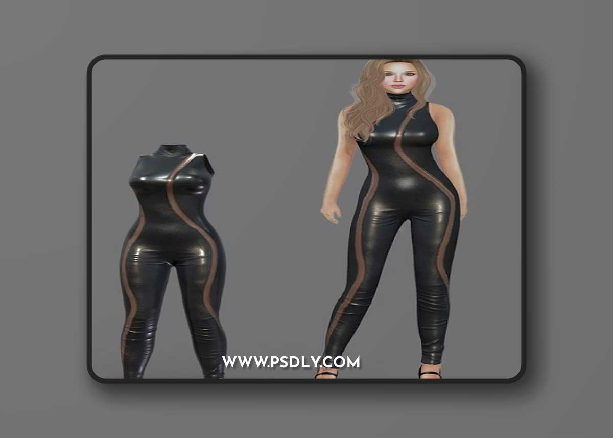 Female sleeveless leather bodysuit