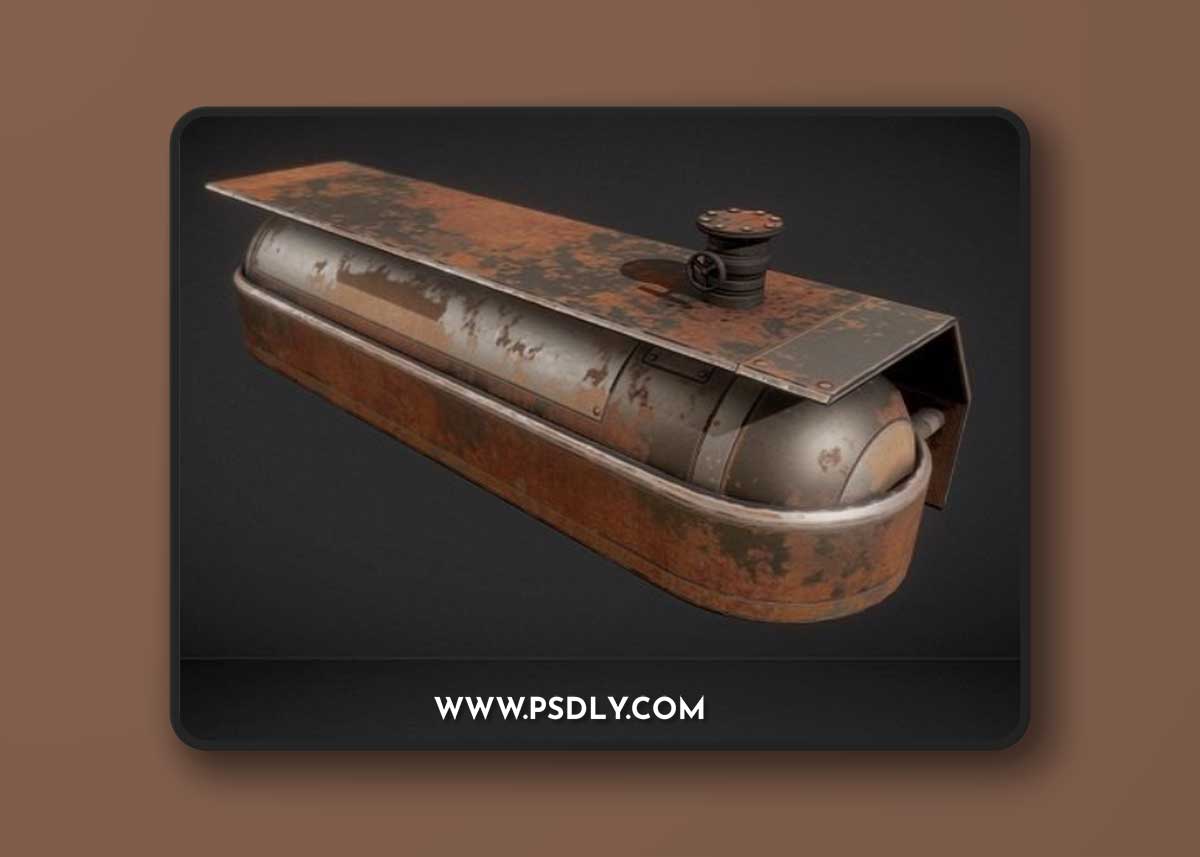 Fuel Tank Rusty Version Low-poly 3D model