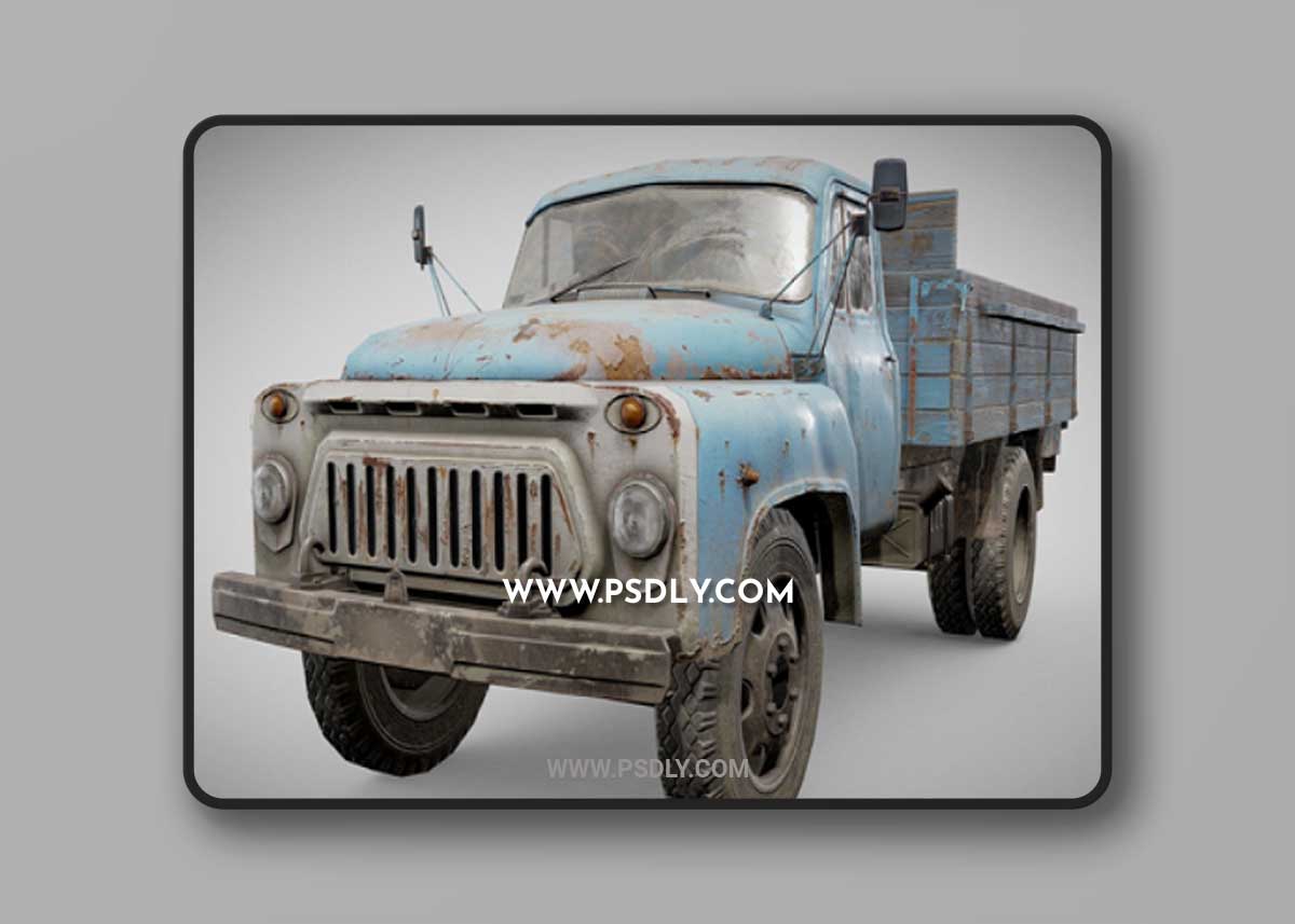 GAZ 52 rusty damaged truck 3D Model