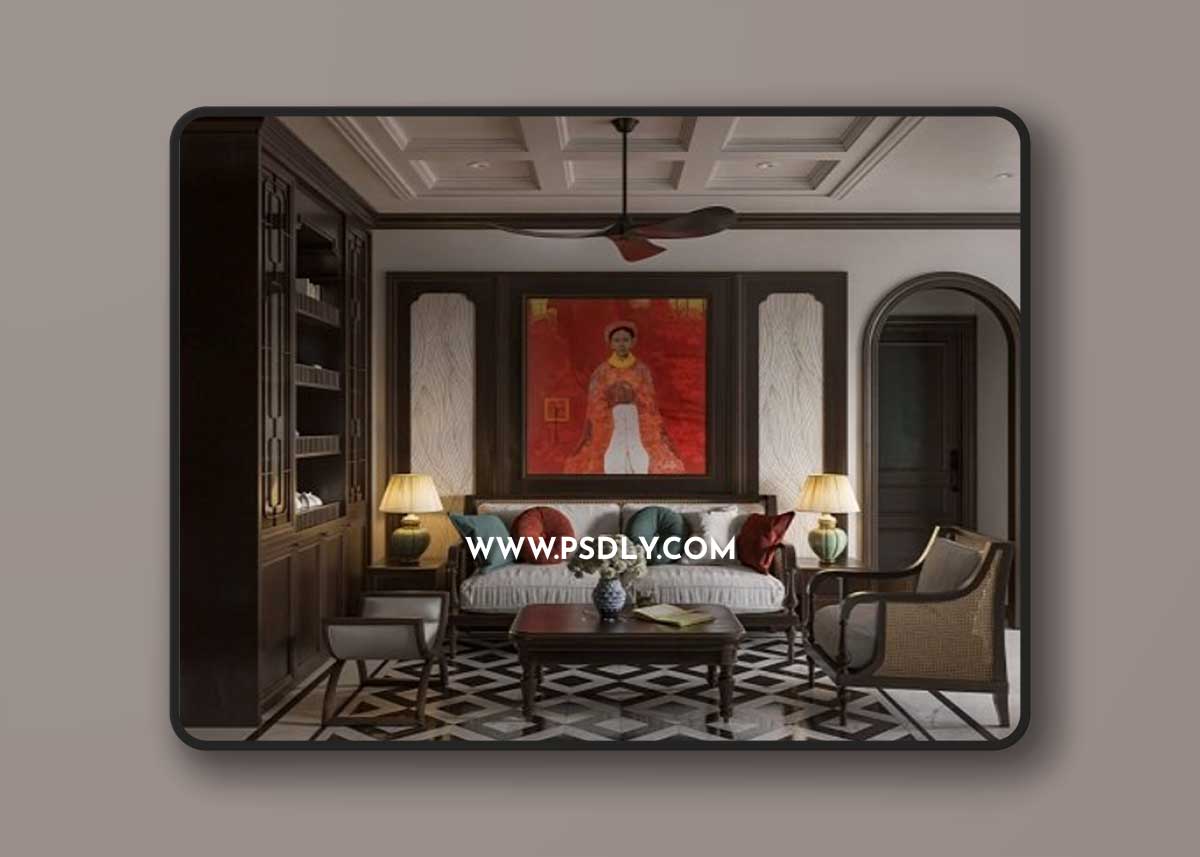 Indochine Living Room – Kitchen Interior by Phong Tran