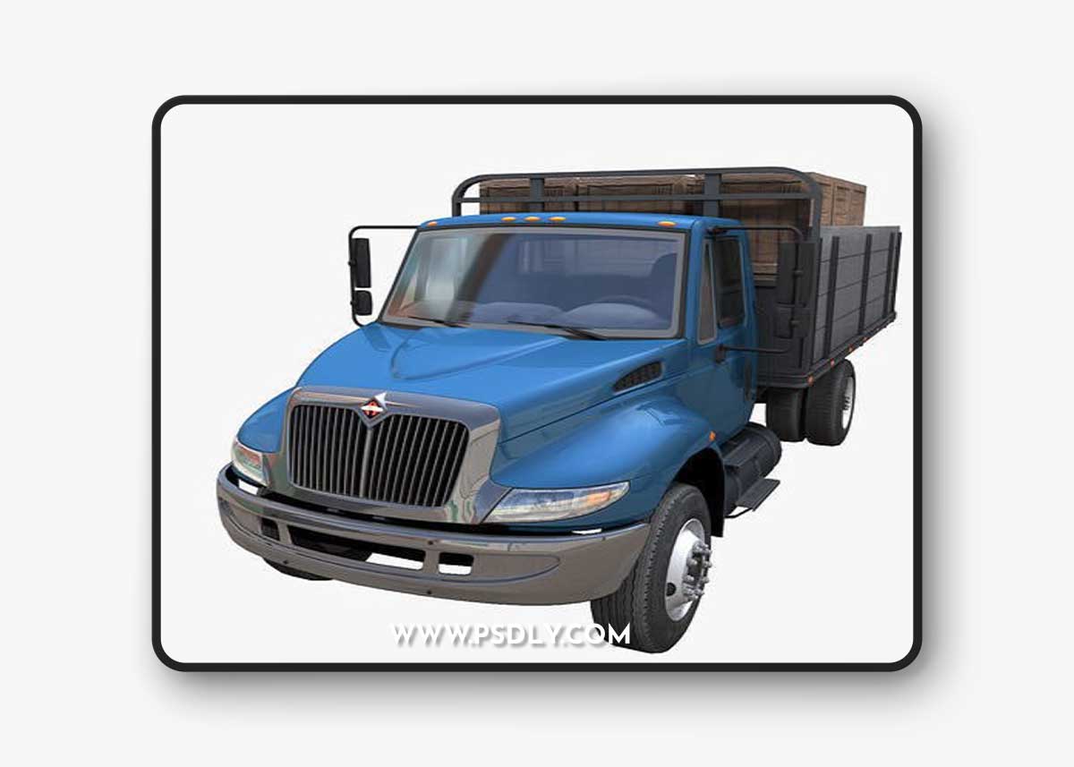 International Durastar flatbed truck Low-poly 3D model
