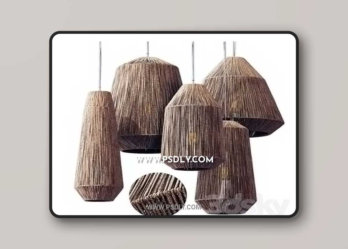 Lamp barrel big rope n2 Chandelier large barrel made of ropes number 2