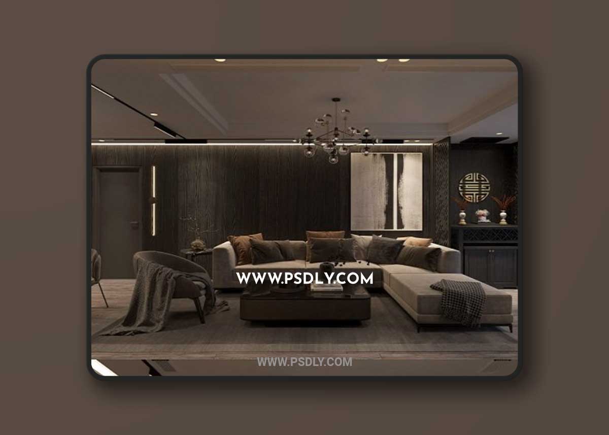 Living Room – Kitchen By Huynh Cong 3D Model