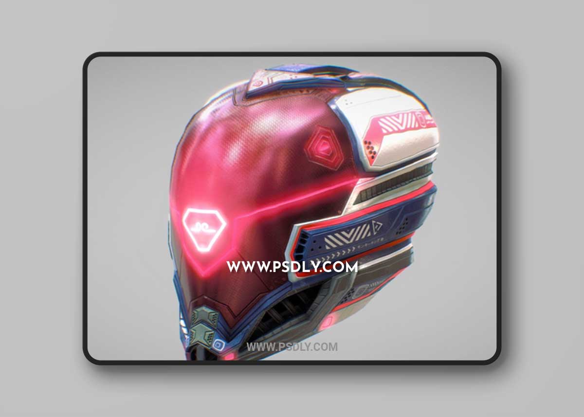 Low Poly Cyberpunk Helmet 3D Model