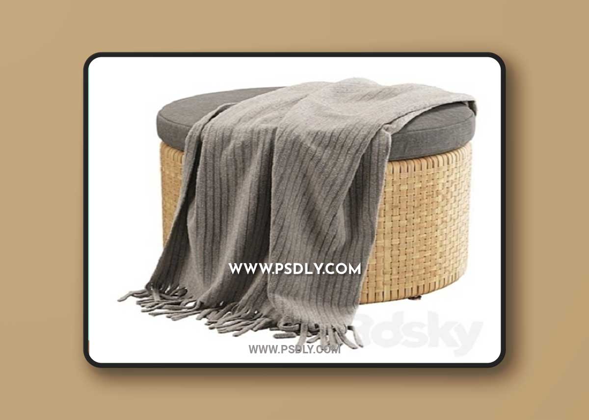 Monica rattan round pouf / Round rattan pouf 3D Model