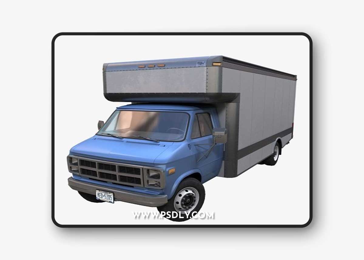 Moving box van Low-poly 3D model