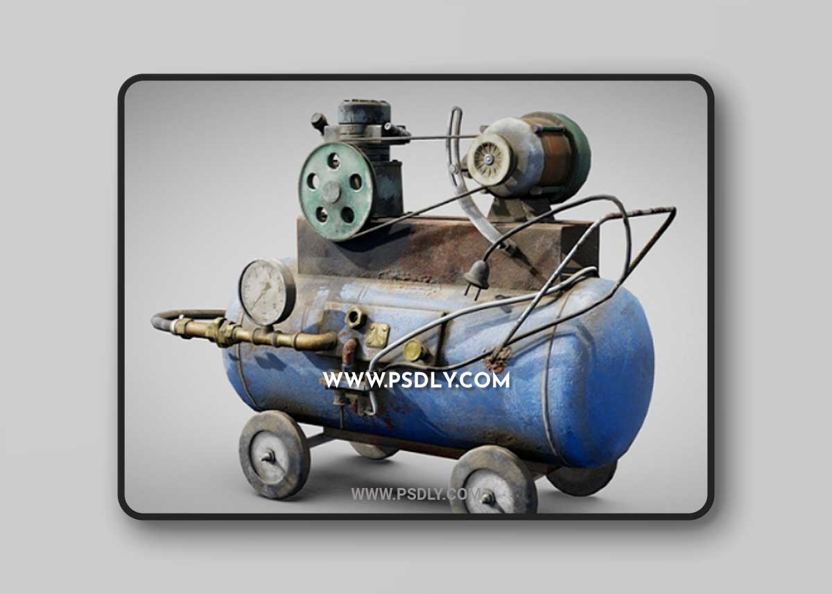 Old handmade air compressor tool 3D Model