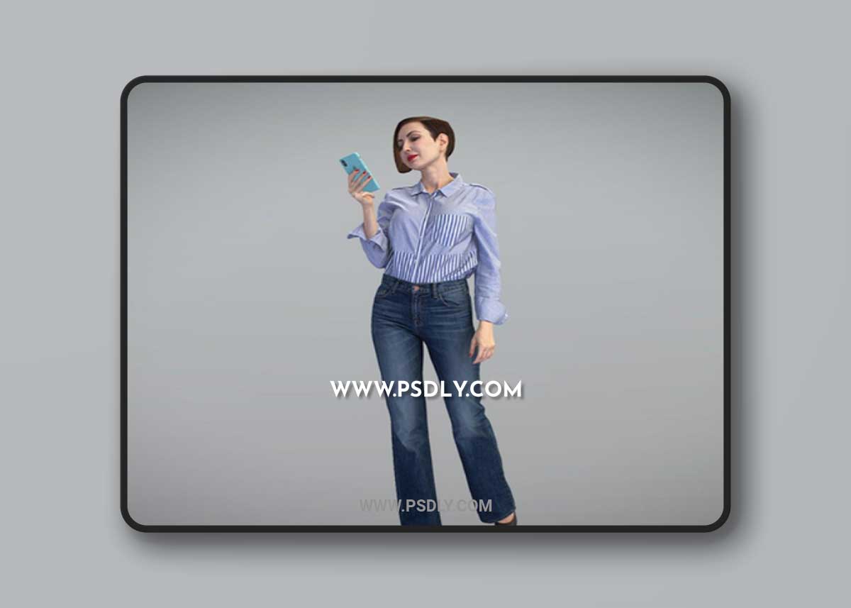 Pretty woman using phone 354 3D Model