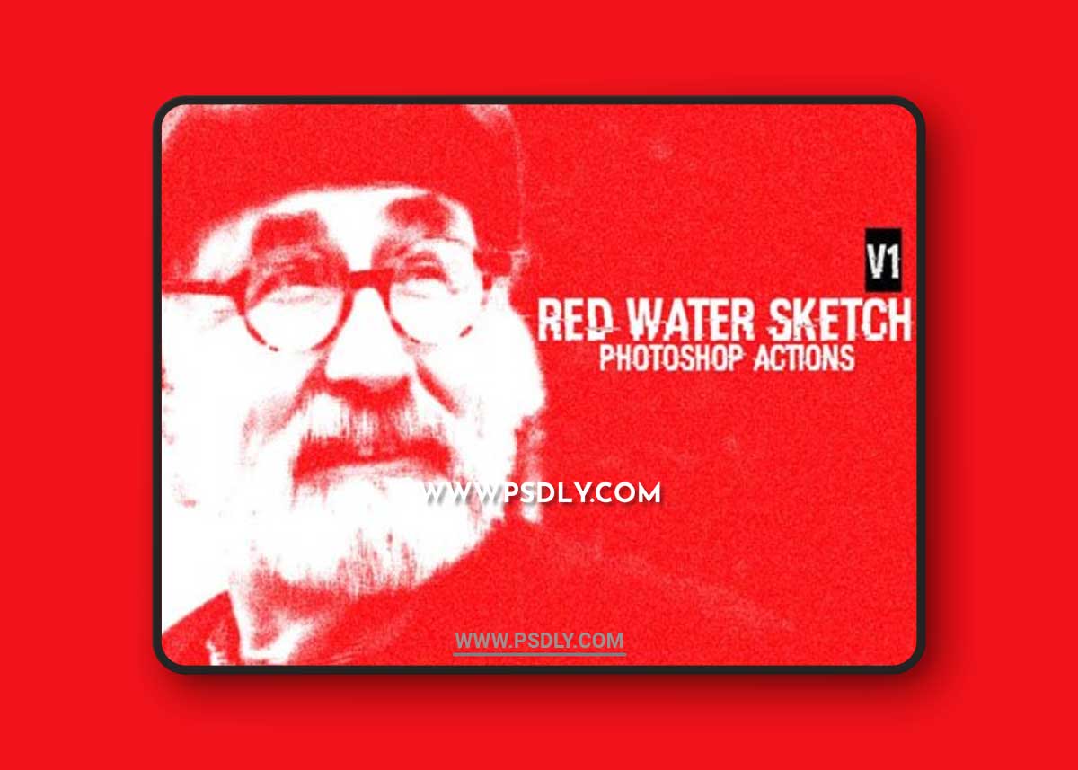 Red Water Sketch Actions for Photoshop