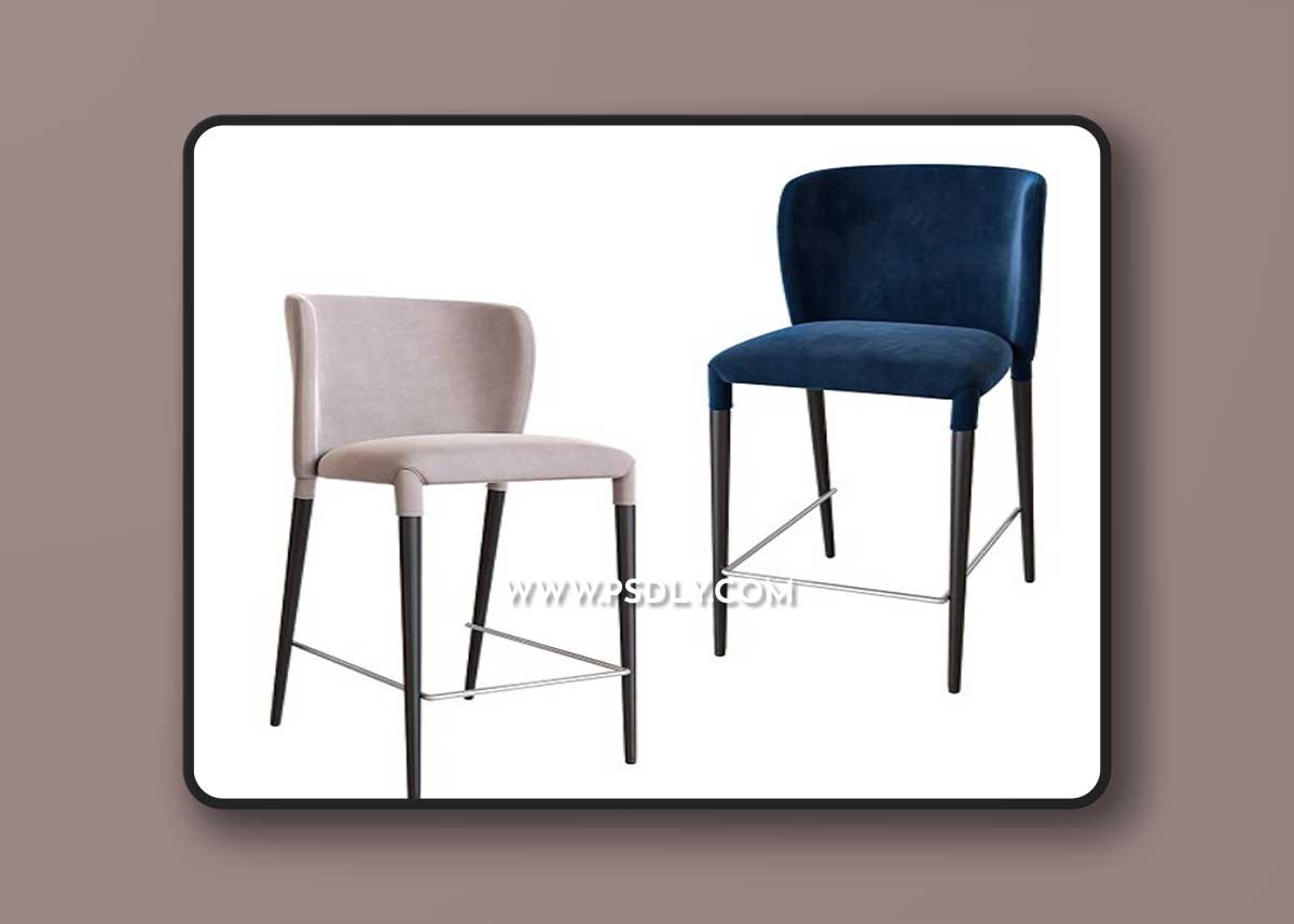 Semi-bar chair Albert in shorts 3D Model