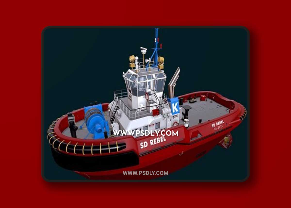 Tugboat ASD 2810 red 3D Model