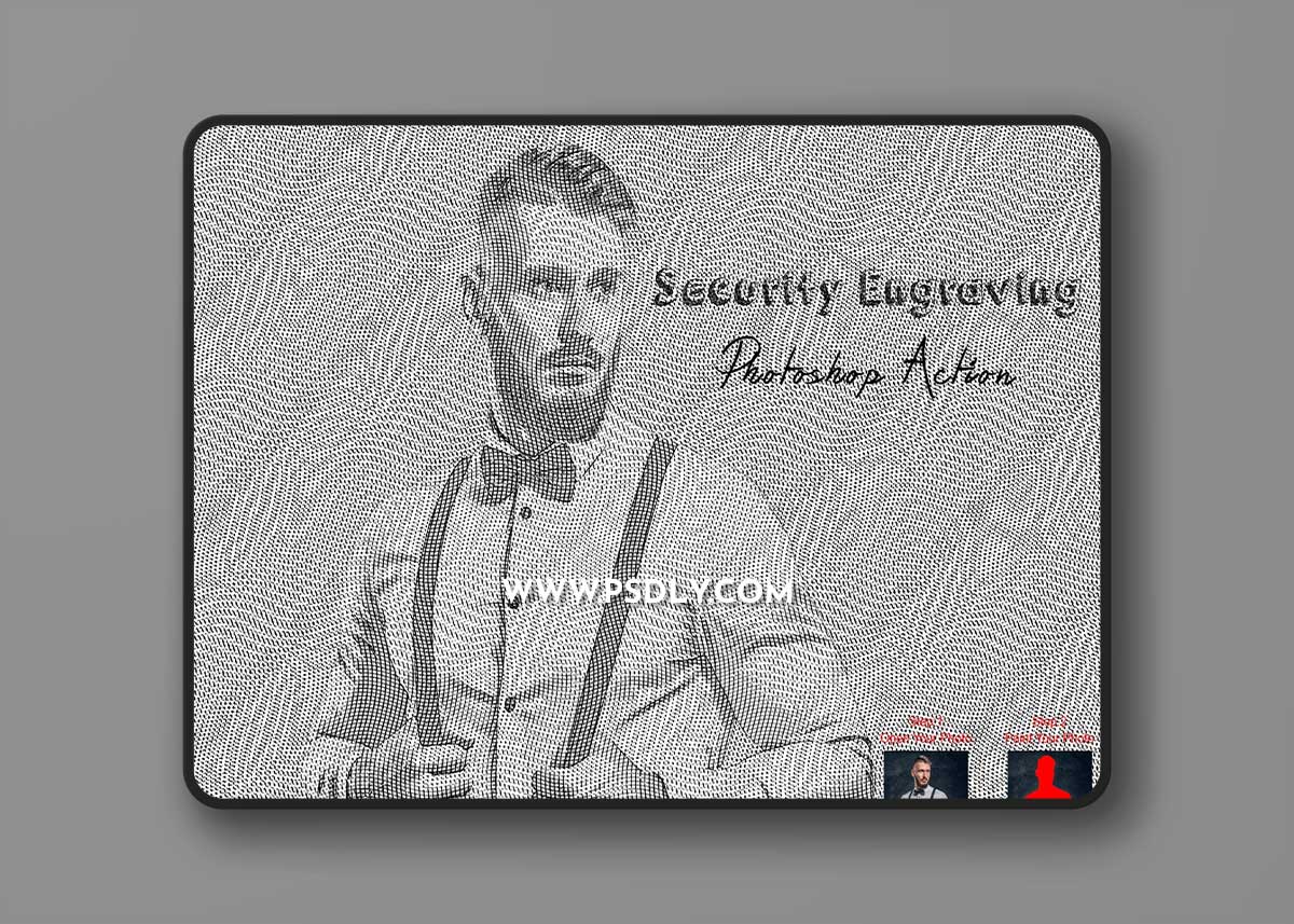 CreativeMarket - Security Engraving Photoshop Action 10301276