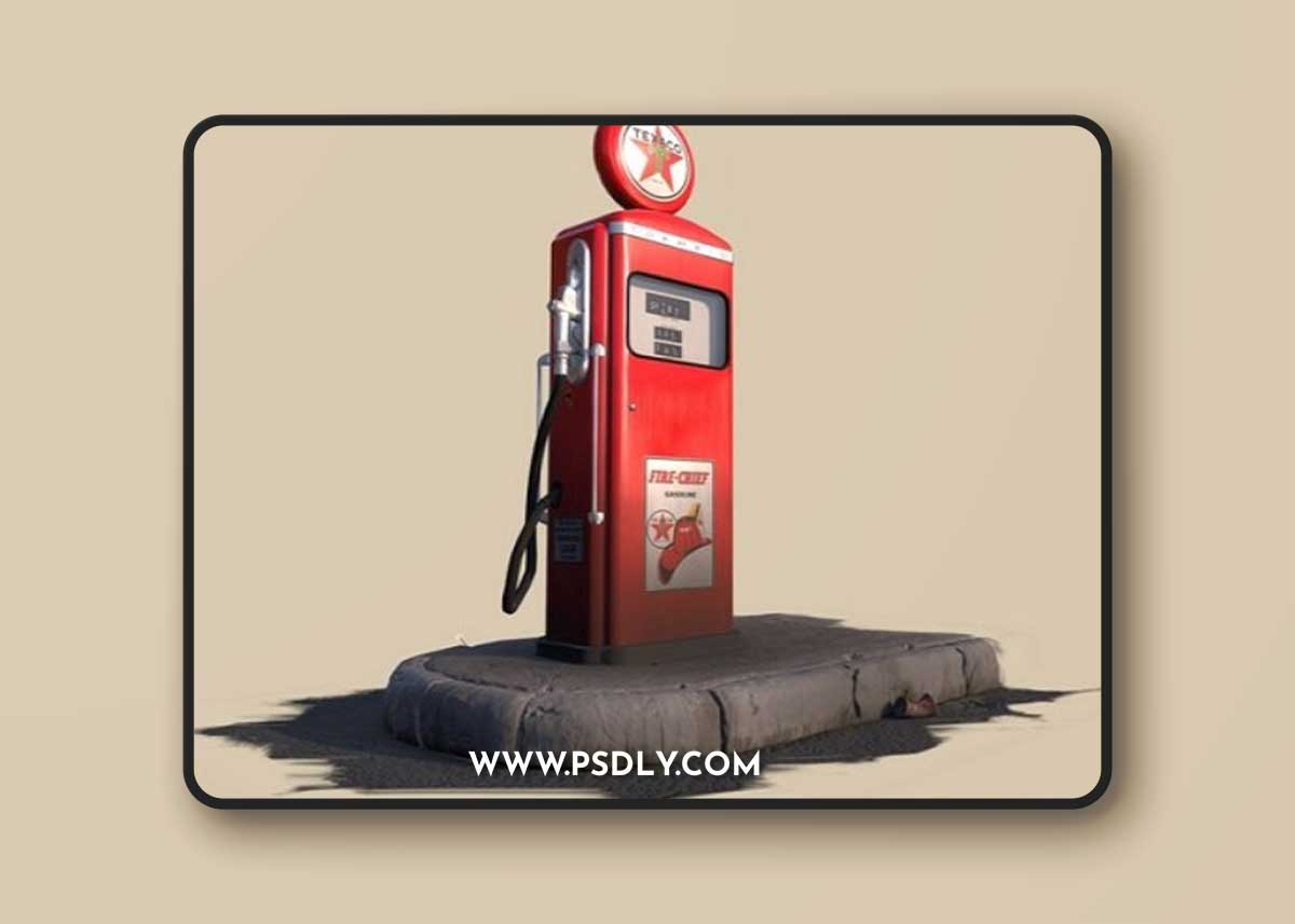 Vintage Dirty Gas Station 3D Model