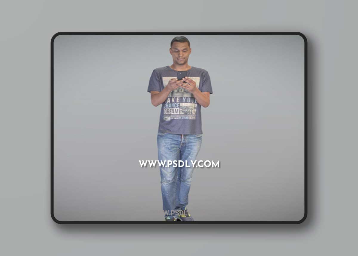 Young african-american man with phone 242 3D Model