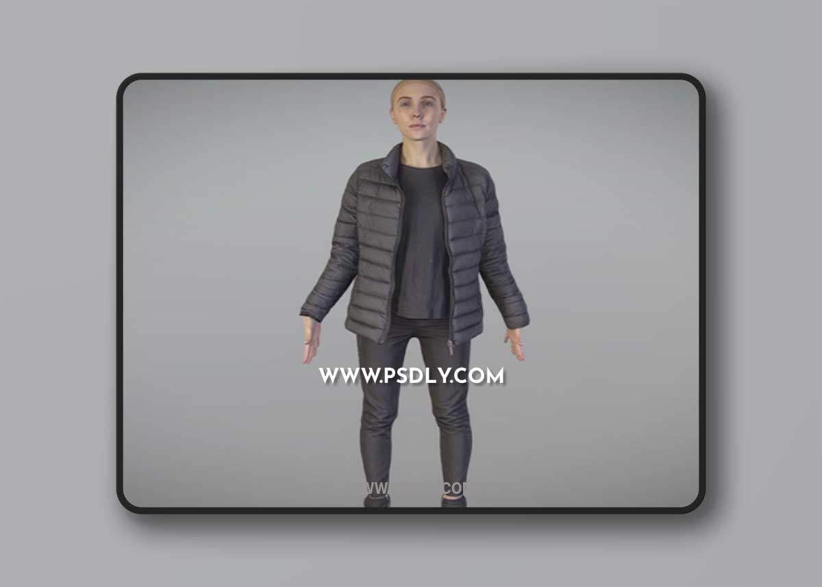 Young pretty woman in black style 177 3D Model