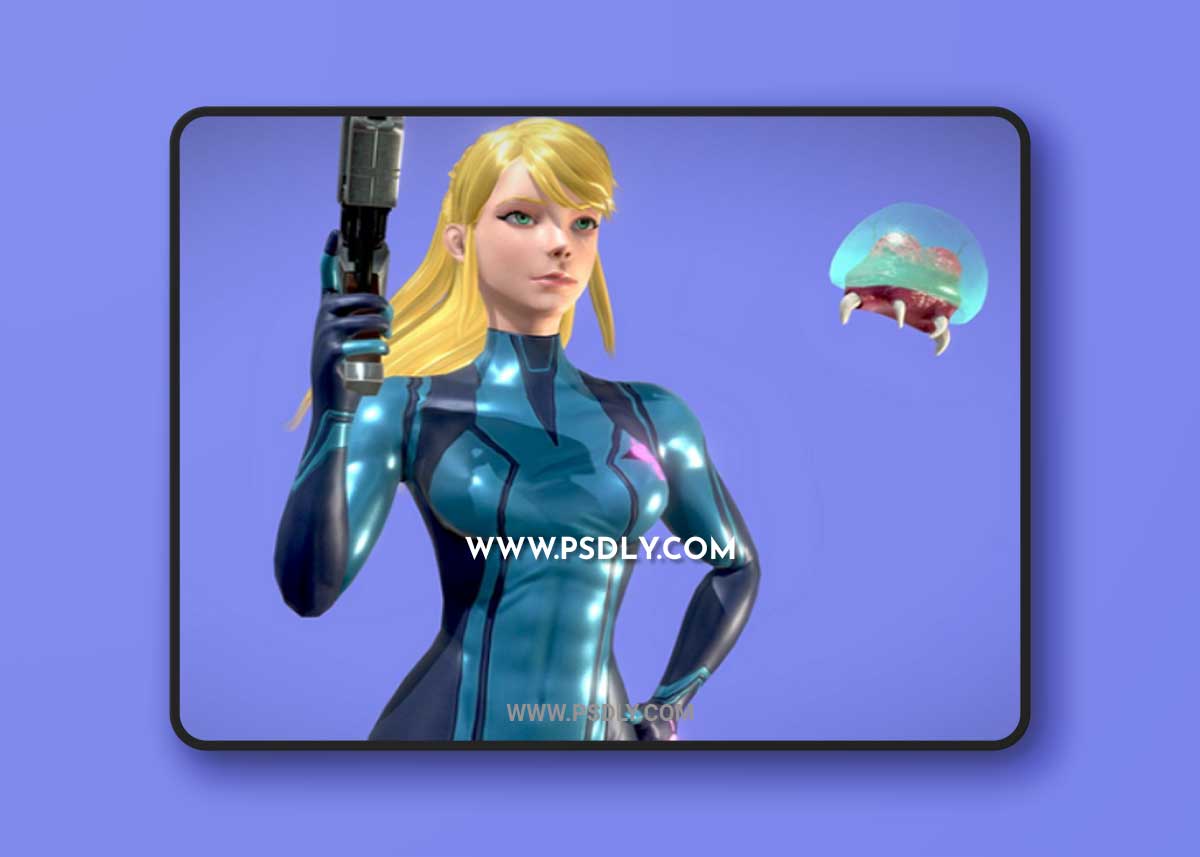 Zero Suit Samus and Baby Metroid 3D Model