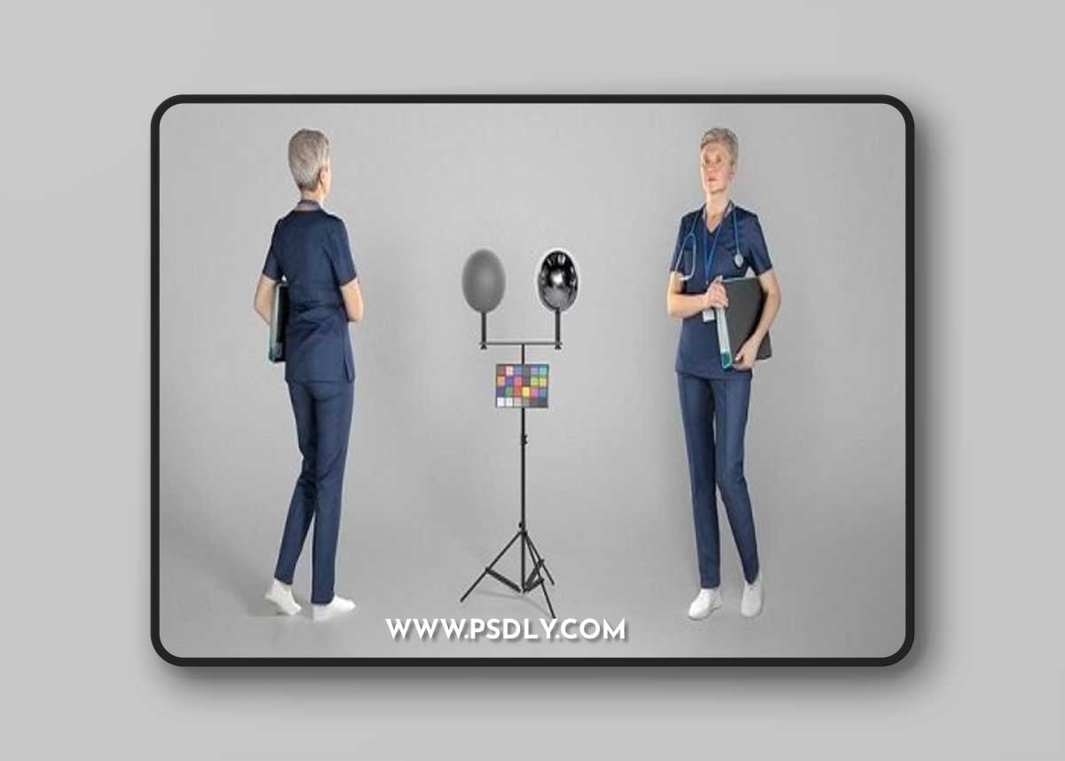 Adult surgical female doctor with a folder 172 Low-poly 3D model