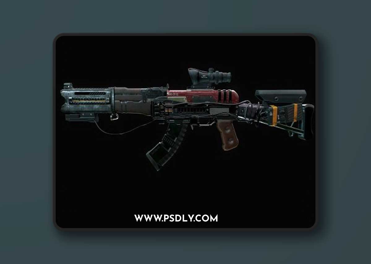 Assault Rifle - AK Volkodav Low-poly 3D model