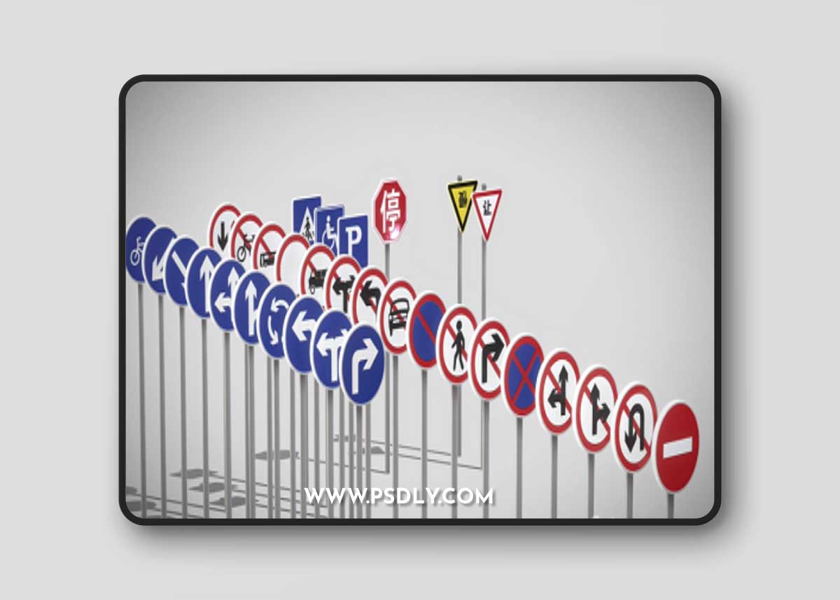 Chinese Road Signs (32 road signs and more) 3D Model