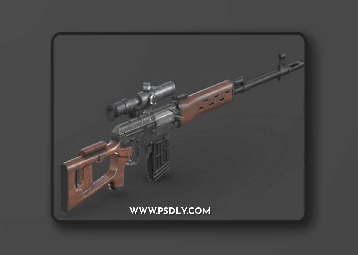 Dragunov Sniper Rifle Low Poly Realistic 3D Model