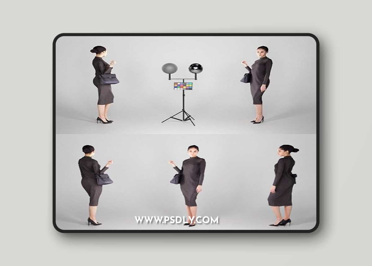 Elegant business woman with a bag 208 3D Model