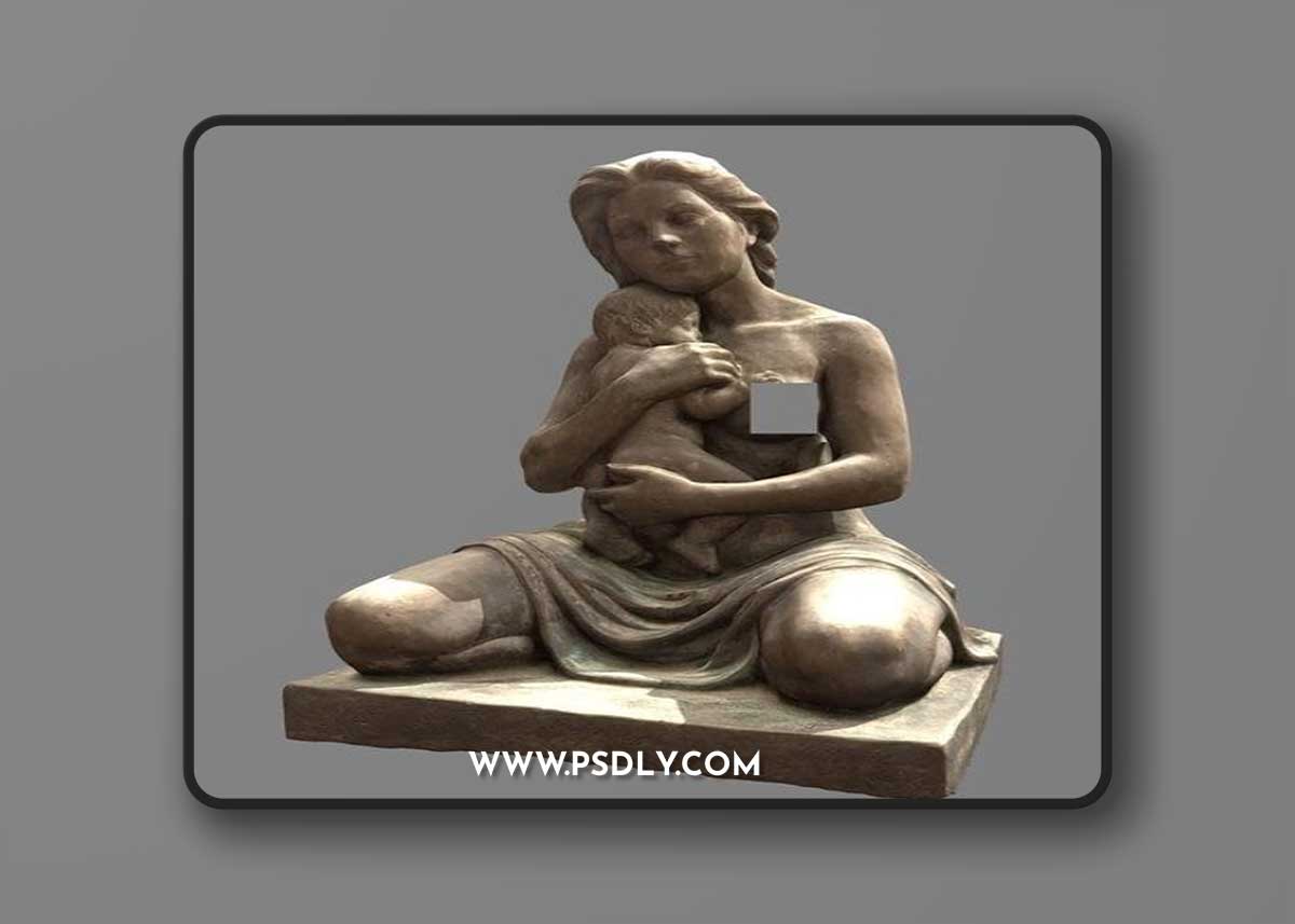 Femme et enfant and Four Captives Richelieu wing Louvre 3D Print