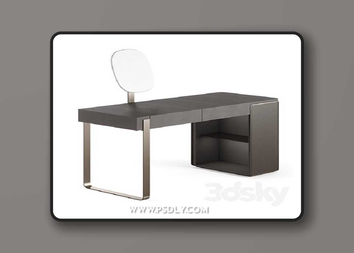 Fendi Icon Lady Desk with Mirror (Charcoal Fiddleback Sycamore)