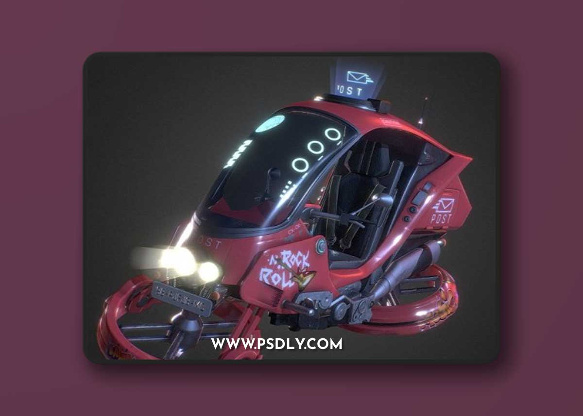 Futuristic Postmans Hovercraft 3D Model