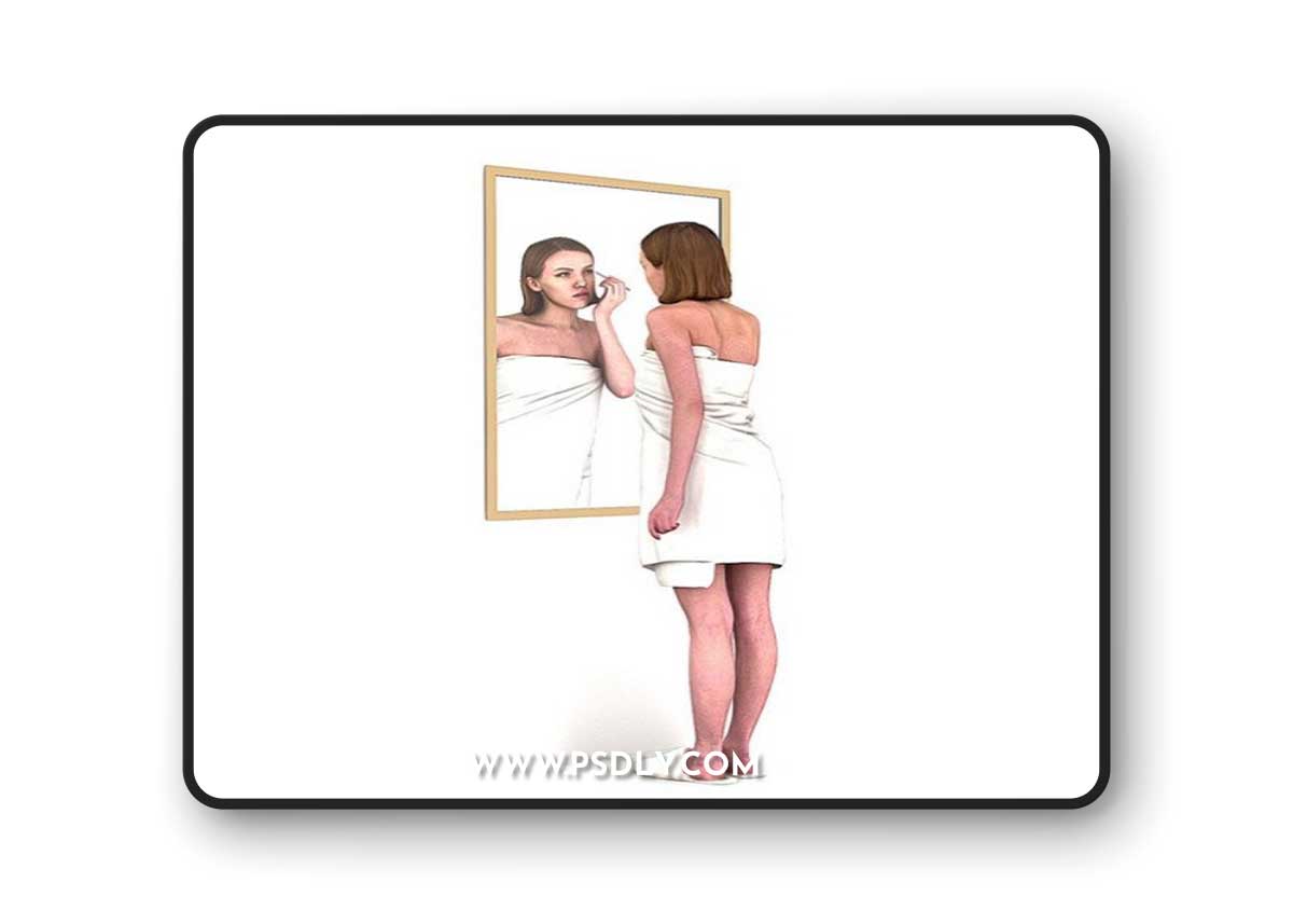Girl Makes Up After Shower 3D Model