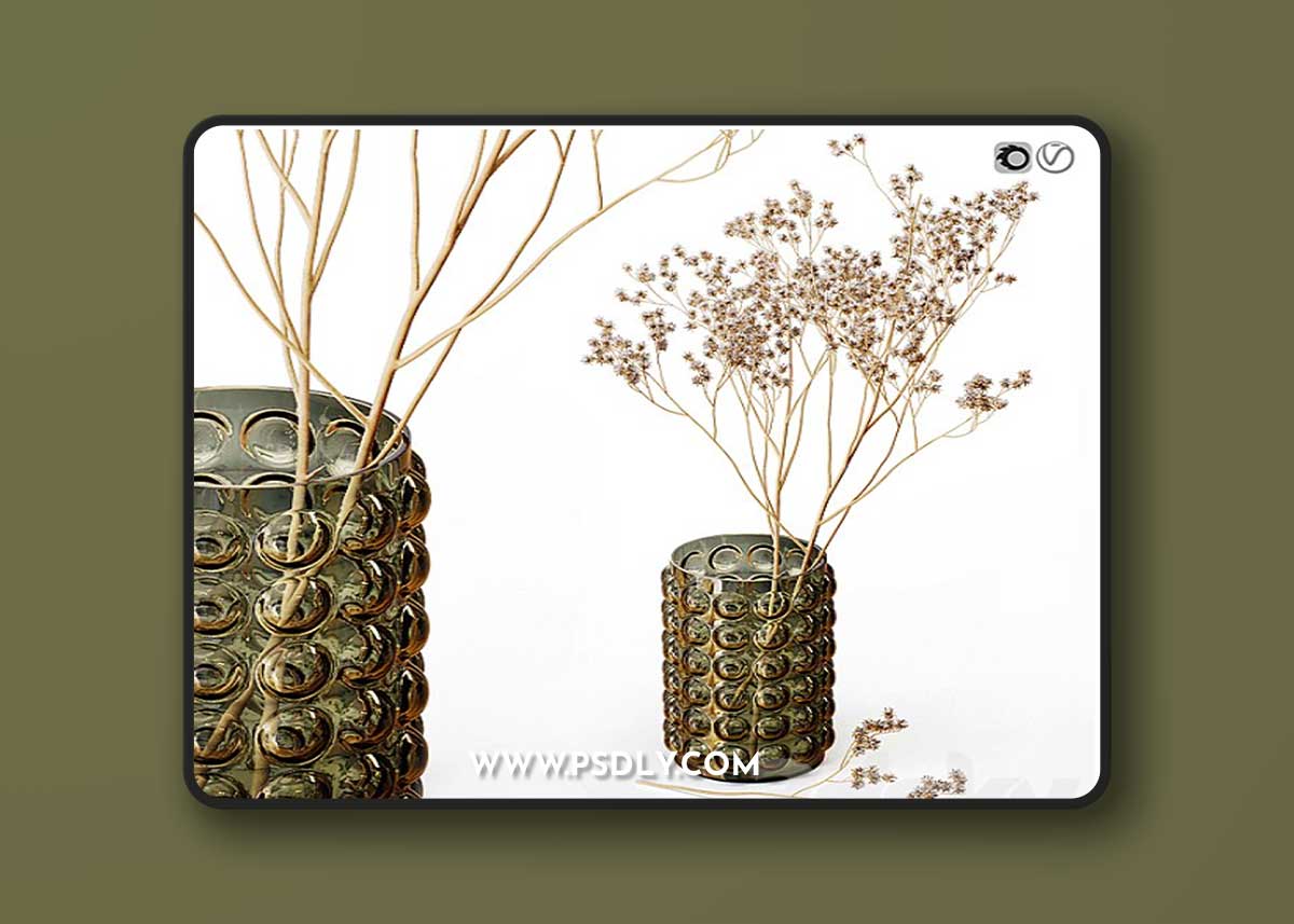 H&M vase with dry flowers 3D Models