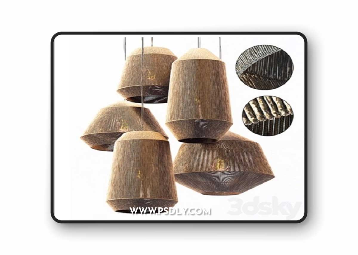 Lamp wood rotang wicker barrel n2 / Wicker rattan lamp “Barrel” No. 2