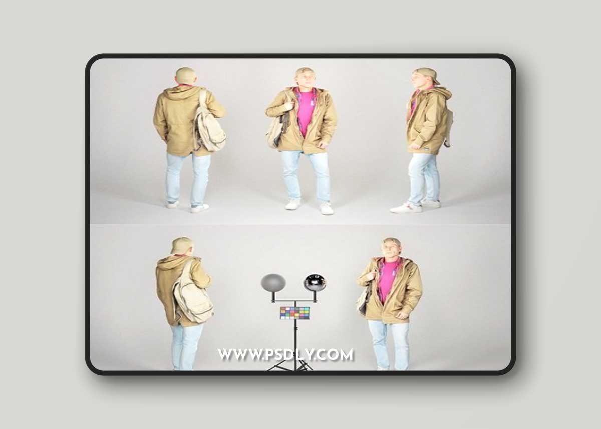 Male casual style with backpack 24 3D Model
