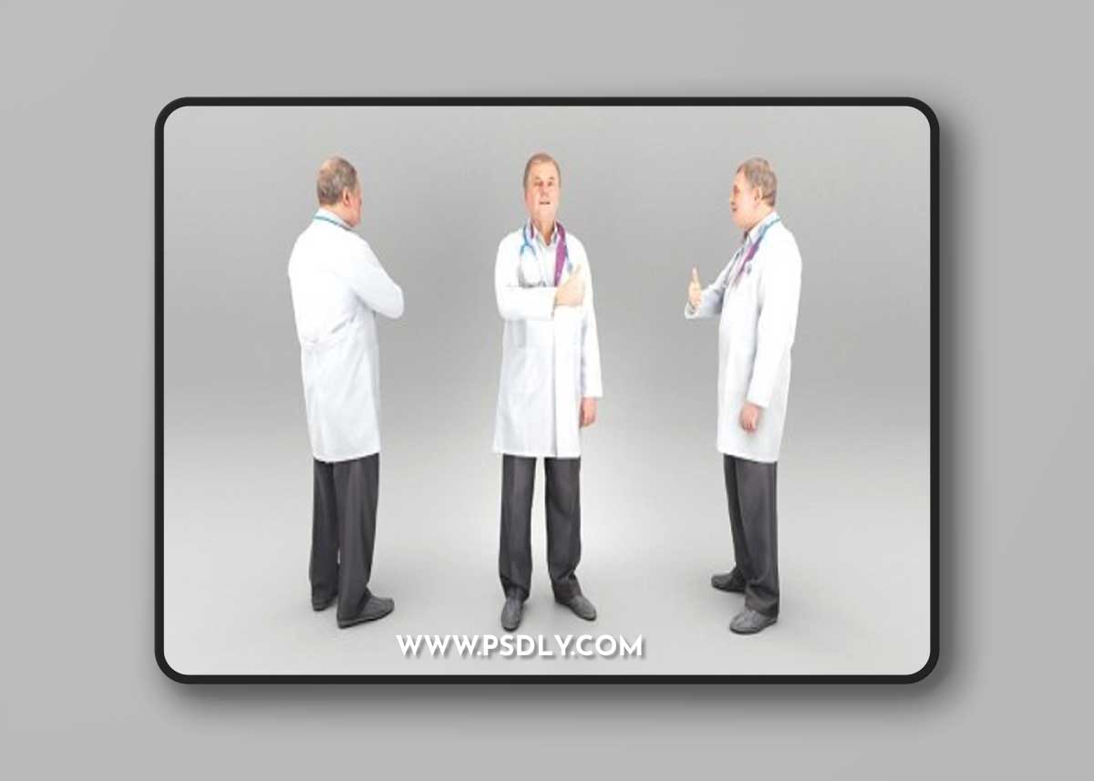 Mature doctor with thumb up 384 3d model