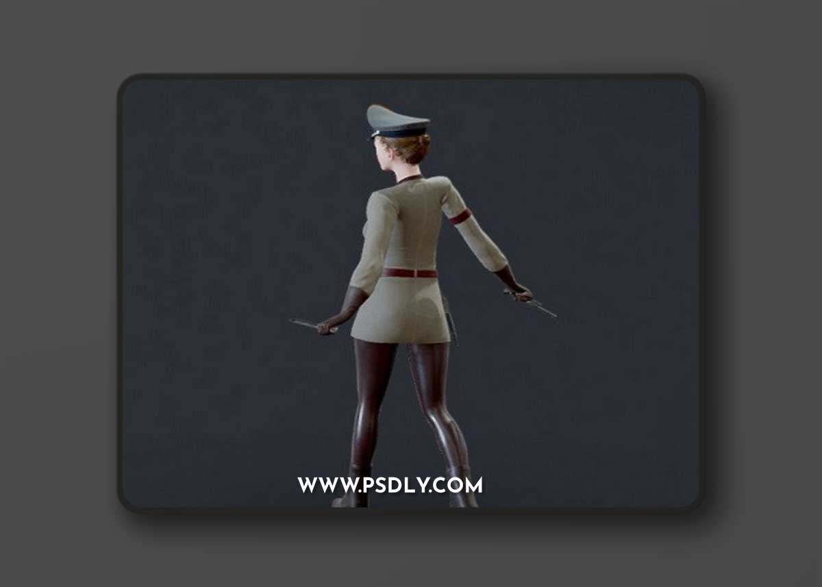 Military Girl Game Ready Low Poly 3D Model 3D Model