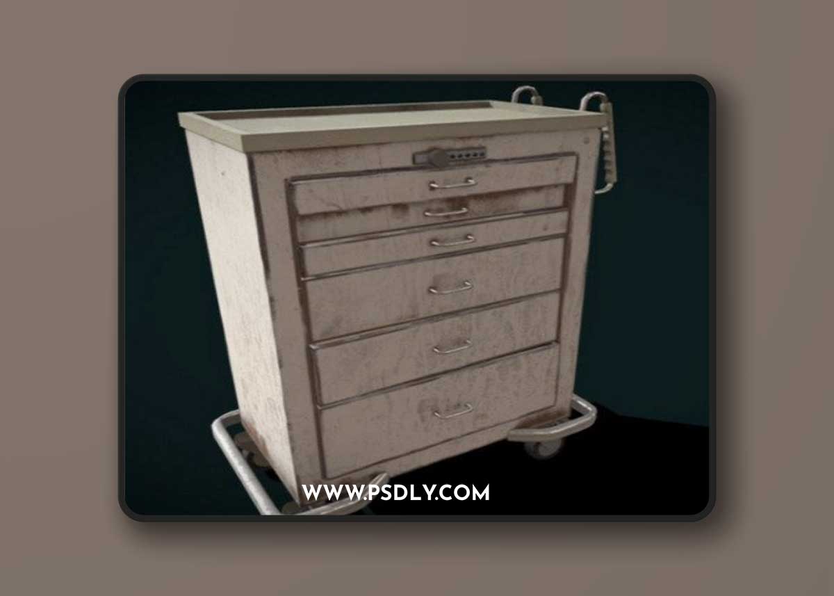 Rusty medical cart 3D Model