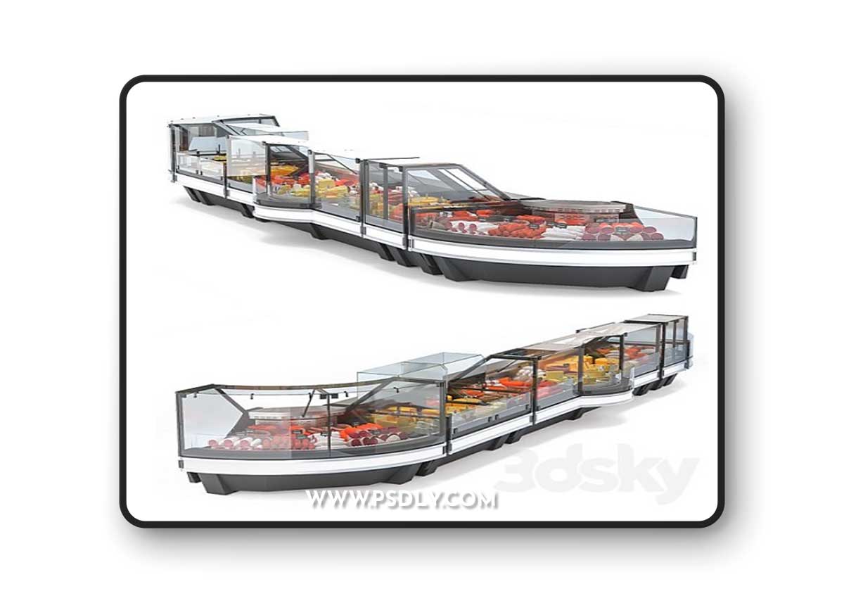 Set of showcases for grocery store