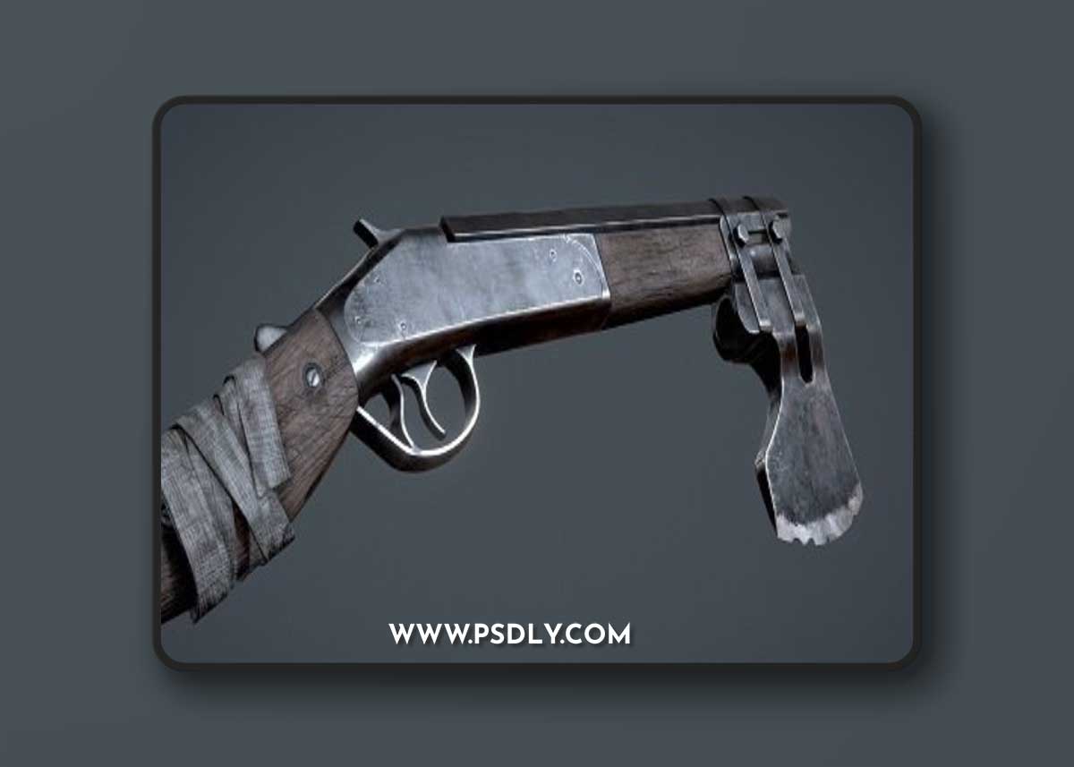 Shotgun Axe Post Apocalyptic Game Ready Asset 3D Model