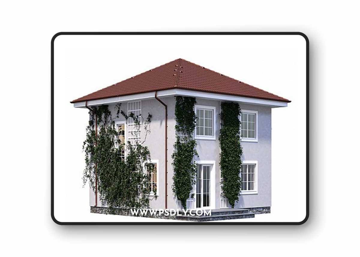 Two-storey house with ivy 3D Model