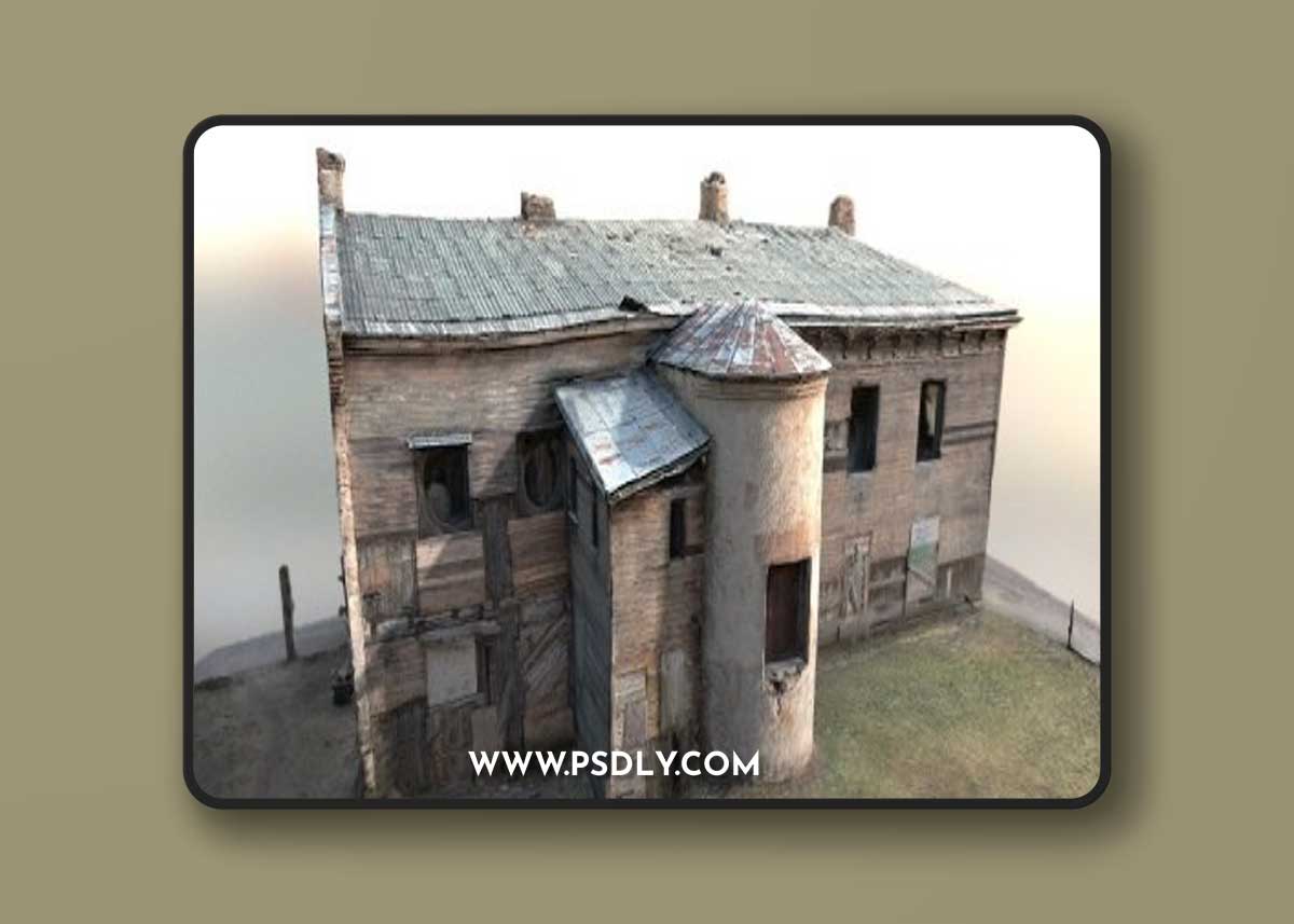 Wooden Building 2-story 3D Model