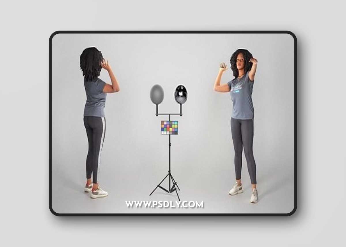 Young african-american woman throwing a ball 222 3D Model