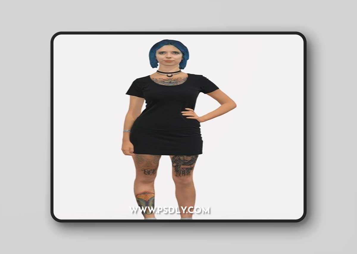 001500 woman with a tattoo in a dress 3D Model