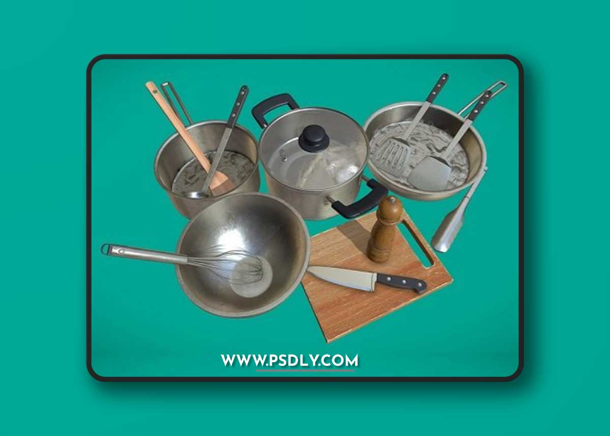 A Set of Cooking Utensils 3D Model