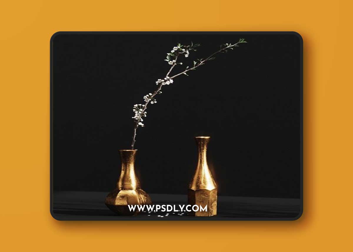 ALUMINIUM VASES with CHERRY BRANCH