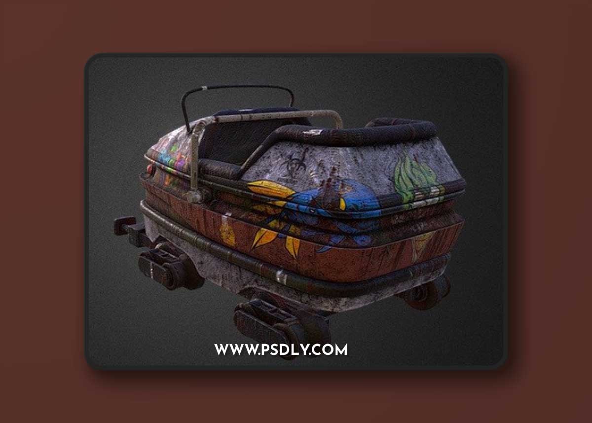 Abandoned Coaster cart 3D Model