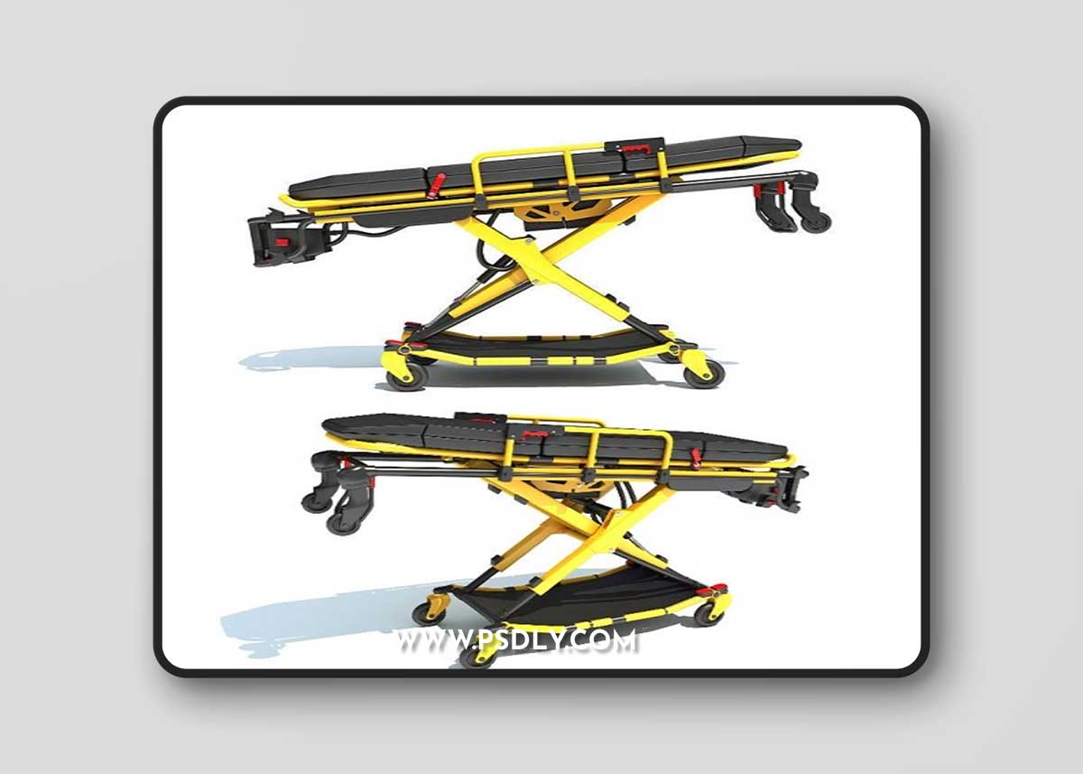 Ambulance Stretcher Trolley 3D Model