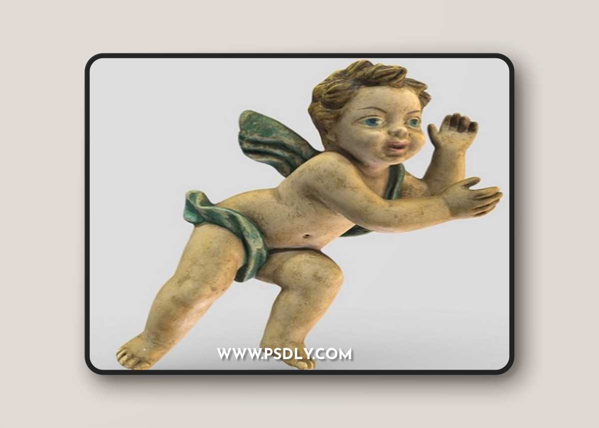Baby angel sculpture antique lowpoly 3D Model