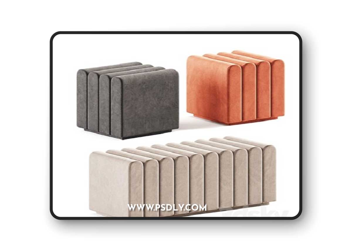 Bench Bente Eichholtz Pouf 3D Model