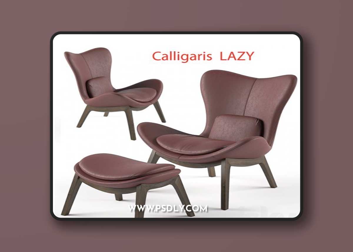 Calligaris Lazy armchair & footstool 3D Model