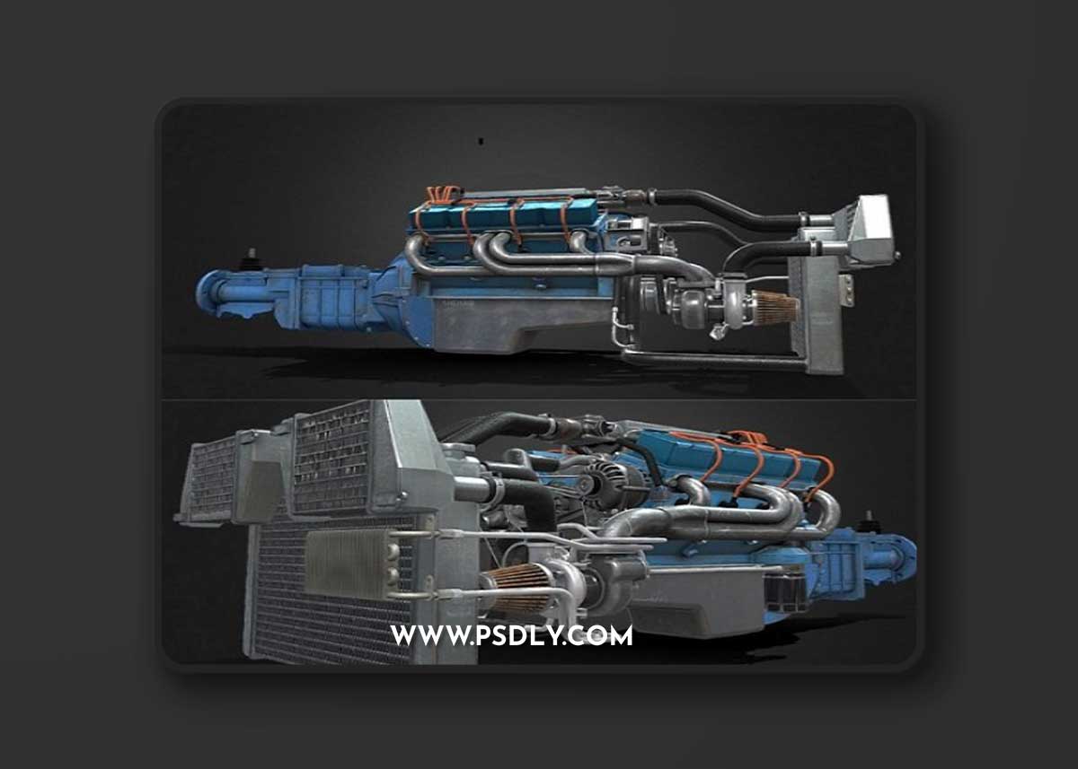 Car engine V8 GM 350 3D Model
